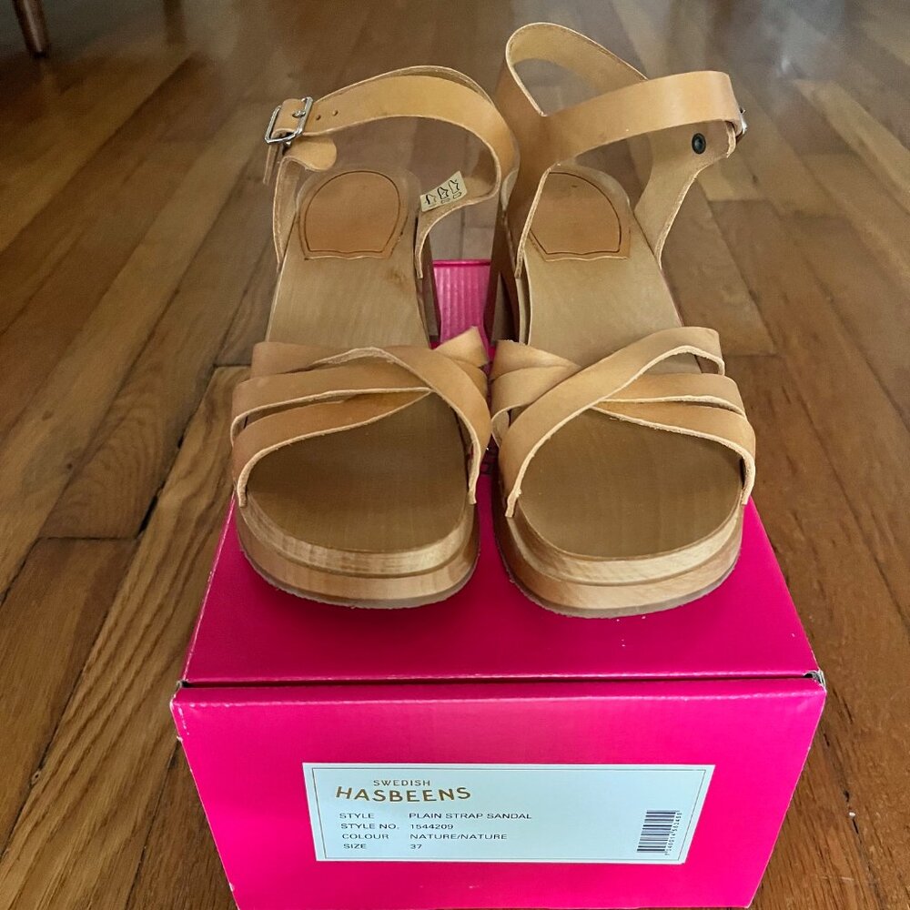 Swedish Hasbeens Tan Leather Sandals